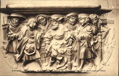 VINTAGE POSTCARD Amiens Cathedrale Return of the messengers that Jacob had sent has Esau Misericorde