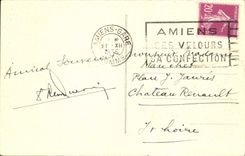 POSTAL Amiens de la VENDIMIA visto del mercado en el agua