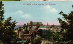 POSTAL Metz de la VENDIMIA vista de Bellecroix fuerte