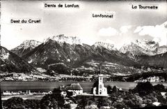 CPM Lac d'Annecy Sevrier Panorama sur les dents de Lanfon et la Tournette 