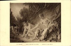 VINTAGE POSTCARD To stop Diane Leaving the Bath Paris Museum of Louvre