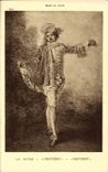 VINTAGE POSTCARD Watteau indifferent Paris Museum of Louvre