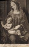 VINTAGE POSTCARD Museum Of Louvre Lorenzo di Credi the virgin and the child