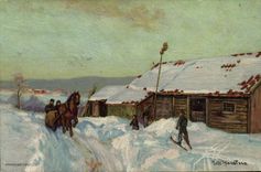 VINTAGE POSTCARD Norway Sledge Horse