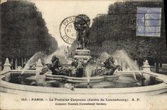 VINTAGE POSTCARD Paris the Fountain Carpeaux Garden of Luxembourg