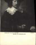 VINTAGE POSTCARD Museum Of Brussels Rembrandt Van Dyck Portrait