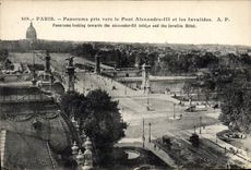 VINTAGE POSTCARD Paris Panorama Taken Towards the Bridge Alexandre III and the Invalids