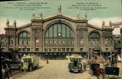 CPA Paris Gare Du Nord Et Boulevard Denain Tramway