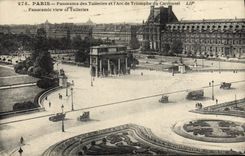 CPA Paris Panorama Des Tuileries Et I'Arc De Triomphe Du Carrousel