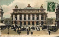 CPA Paris La Place De I'Opera Et La stattion du Metropolitain