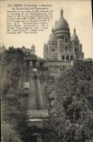 VINTAGE POSTCARD Paris Funicularie And Basilique Crown Heart