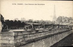 VINTAGE POSTCARD Paris Guns Of the Invalids Eiffel Tower