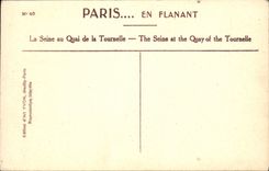 VINTAGE POSTCARD Paris While Strolling the Seine With the quay of Small tower Notre Dame Barge