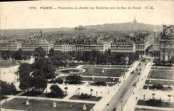 VINTAGE POSTCARD Paris Panorama Of the Garden Of Tileries Towards the Street De Rivoli