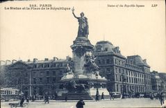 VINTAGE POSTCARD Paris the Statue and the Place of the Republic