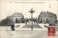 VINTAGE POSTCARD Paris Fontaine Places Daumesnil Ancienne fountain of the Water Tower