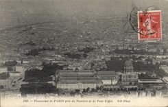 Panorama de París de la POSTAL de la VENDIMIA de la cumbre tomada de la torre Eiffel