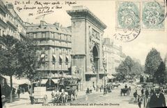 VINTAGE POSTCARD Paris Boulevard and Gate St Denis