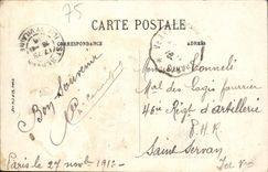 Panorama de París de la POSTAL de la VENDIMIA hacia el Invalids y la torre Eiffel