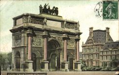 VINTAGE POSTCARD Paris Arc de Triomphe of Carousel