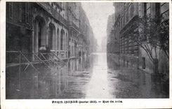 VINTAGE POSTCARD Paris floods Rue of Lille