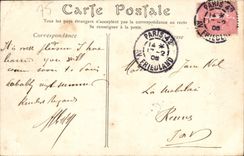 VINTAGE POSTCARD Paris the bridge of the Harmony and the House of Commons Barge Boat