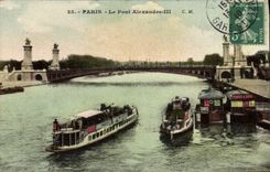 CPA Paris Le Pont Alexandre III Bateaux Peniche 