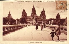 VINTAGE POSTCARD Paris Fair Colonial International 1931 Temple of Angkor Vat
