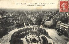 CPA Paris Avenues Malakoff Eylau et Kleber Vue prise du Trocadero 