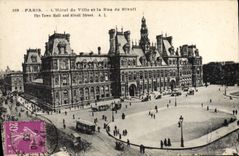CPA Paris L'Hotel de Ville et la Rue de Rivoli