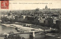 Opinión de París de la POSTAL de la VENDIMIA hacia montana el St Genevieve