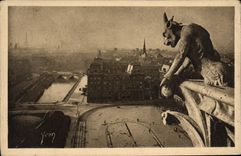 VINTAGE POSTCARD Paris Notre Dame de Paris the Square Of Notre Dame Waste-gas main