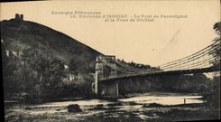 VINTAGE POSTCARD Surroundings of Issoire the Bridge De Parentignat and the tower of Givillat