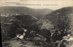 POSTAL Chatel Guyon de la VENDIMIA la garganta sin de la preocupación