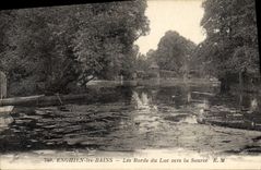 CPA Enghien les Bains les bords du lac vers la Source