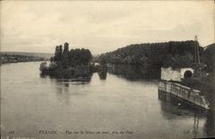 VINTAGE POSTCARD Vernon Seen On the Seine taken downstream of the bridge