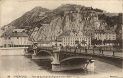 Puente de Grenoble de la POSTAL de la VENDIMIA de la puerta de Francia y del plano fuerte