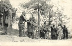 VINTAGE POSTCARD Lourdes 7th Station of the Jesus Martyrdom falls for the second time