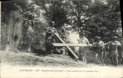 VINTAGE POSTCARD Lourdes 9th Station of the Jesus Martyrdom falls for the third time