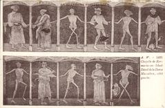 CPA Chapelle de Ker maria an Iskuit Detail de la Danse Macabre cote gauche 