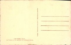 POSTAL Nimes de la VENDIMIA el teatro visto del Peristyle de Maison Carrée