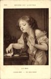 VINTAGE POSTCARD Greuze the Dead bird Paris Museum of Louvre