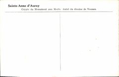 MODERN CARD Sainte Anne D' Auray Crypt of the war memorial the Furnace bridge of the diocese of Valves