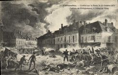 CPA Chateaudun Combat Sur La Place Le 18 octobre 1870 Hotel de ville