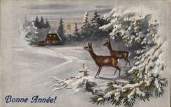 CPA Fantaisie Biche Bonne Annee