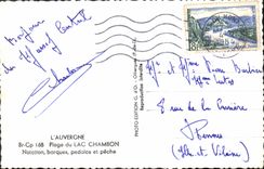 CPM L'Auvergne Plage Du Lac Chambon Natation Barques pedalos et peche