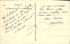 CPA Paris Les Quais du Louvre Bateau Peniche