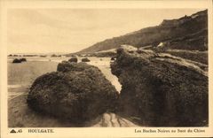 VINTAGE POSTCARD Houlgate Black Rocks With the Jump Of the Dog