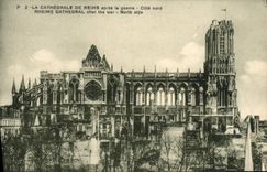 VINTAGE POSTCARD the Cathedral Of Rheims after the Militaria war