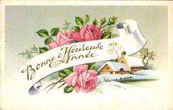 CPA Bonne et Heureuse Annee Fleurs 
